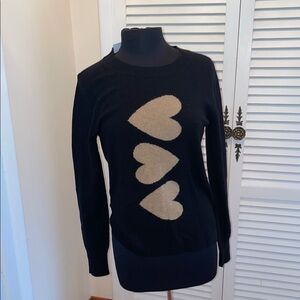 Cashmere Black Sweater with Heart Design